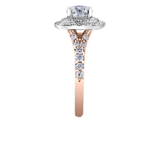 Anillo de oro blanco de 18 quilates/aleación de paladio y oro rosa (hipoalergénico) con halo de diamantes