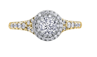 Anillo de oro blanco de 18 quilates/aleación de paladio y oro rosa (hipoalergénico) con halo de diamantes