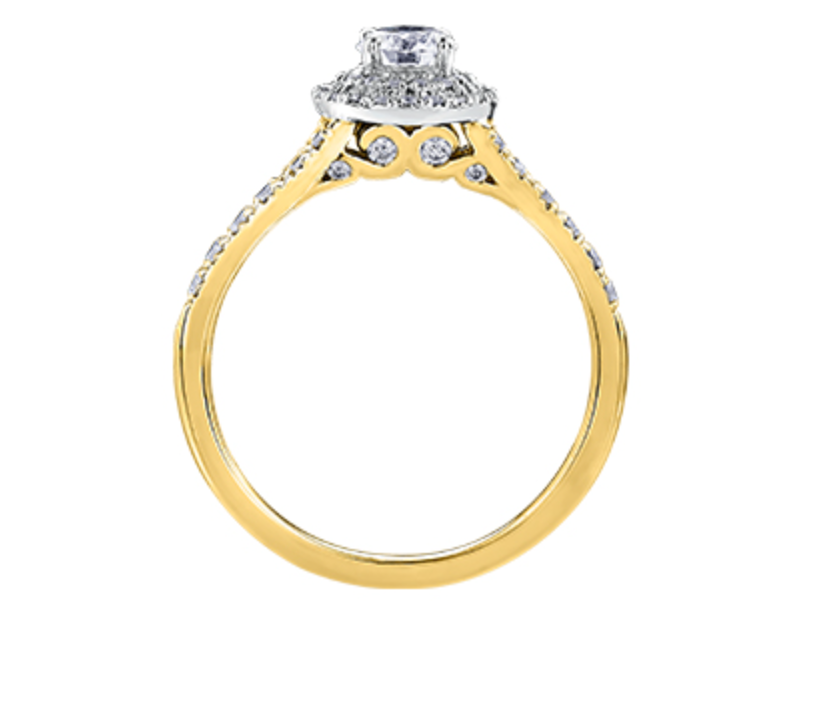 18K White Gold/Palladium Alloy &amp; Rose Gold (hypoallergenic) Halo Diamond Ring