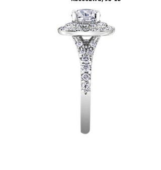 Anillo de oro blanco de 18 quilates/aleación de paladio y oro rosa (hipoalergénico) con halo de diamantes