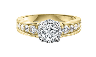 Anillo de diamantes con halo (hipoalergénico) de aleación de paladio y oro blanco de 18 quilates