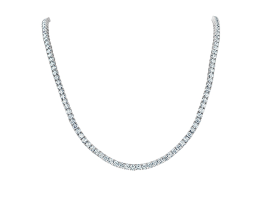 14K White Gold Lab Grown 20.00cttw Claw Set Round Brilliant Diamond Strand