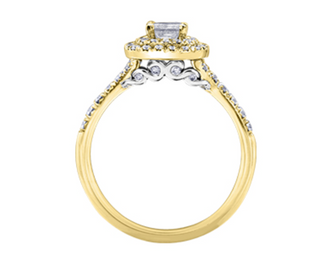 Anillo de diamantes con halo doble princesa de 0,91 quilates en oro blanco de 18 quilates y aleación de paladio (hipoalergénico)