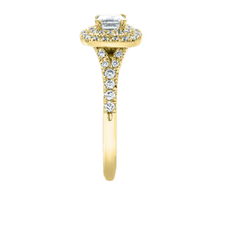 Anillo de diamantes con doble halo princesa de 0,77 quilates en oro blanco de 18 quilates y aleación de paladio (hipoalergénico)