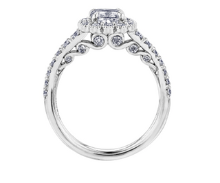 Anillo de diamantes con halo de flores en forma de cojín de 1,10-1,70 quilates en oro blanco de 18 quilates y aleación de paladio (hipoalergénico)