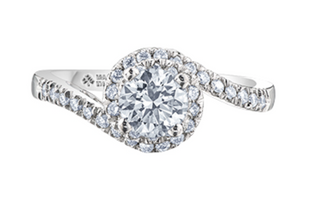 Anillo de diamantes con halo (hipoalergénico) de aleación de paladio y oro blanco de 18 quilates