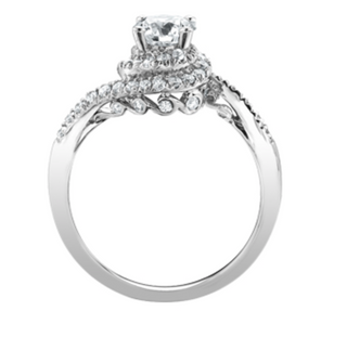 Anillo de diamantes con halo (hipoalergénico) de aleación de paladio y oro blanco de 18 quilates
