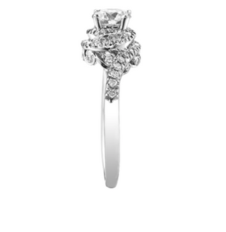 Anillo de diamantes con halo (hipoalergénico) de aleación de paladio y oro blanco de 18 quilates