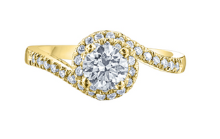 Anillo de diamantes con halo (hipoalergénico) de aleación de paladio y oro blanco de 18 quilates