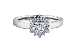 Anillo de diamantes con halo de flores brillantes redondos de 0,60-1,66 quilates en oro blanco de 18 quilates y aleación de paladio (hipoalergénico)