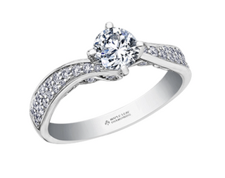 Anillo de oro blanco de 18 quilates/aleación de paladio (hipoalergénico) con diamantes redondos brillantes de 1,05 quilates