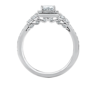 Anillo de diamantes con halo de princesa de 1,00 quilates en oro blanco de 18 quilates y aleación de paladio (hipoalergénico)