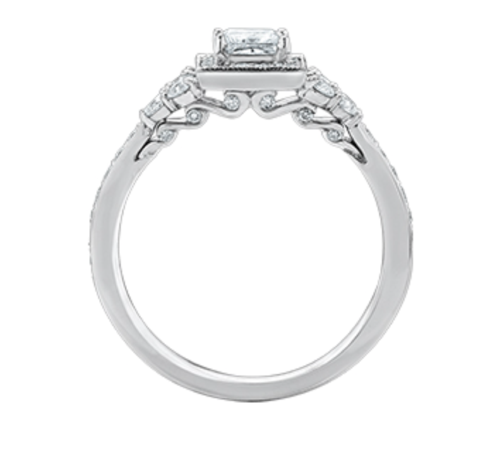 18K White Gold/Palladium Alloy (hypoallergenic) 1.00cttw Princess Halo Diamond Ring