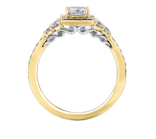 Anillo de diamantes con halo de princesa de 1,00 quilates en oro blanco de 18 quilates y aleación de paladio (hipoalergénico)