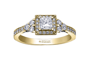 Anillo de diamantes con halo de princesa de 1,00 quilates en oro blanco de 18 quilates y aleación de paladio (hipoalergénico)
