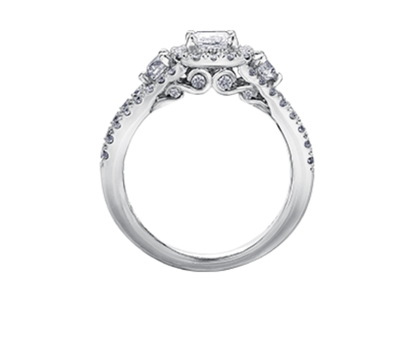 18K White Gold/Palladium Alloy (hypoallergenic) 1.60cttw Princess Halo Diamond Ring - Gold /