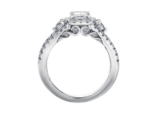 Anillo de diamantes con halo de princesa de 1,60 quilates en oro blanco de 18 quilates y aleación de paladio (hipoalergénico)