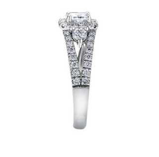 Anillo de diamantes con halo de princesa de 1,60 quilates en oro blanco de 18 quilates y aleación de paladio (hipoalergénico)