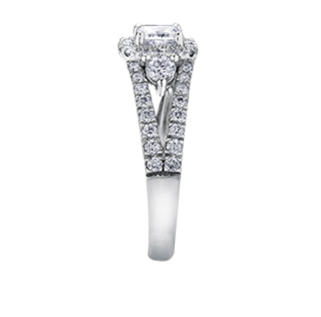 18K White Gold/Palladium Alloy (hypoallergenic) 1.60cttw Princess Halo Diamond Ring