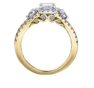 Anillo de diamantes con halo de princesa de 1,60 quilates en oro blanco de 18 quilates y aleación de paladio (hipoalergénico)