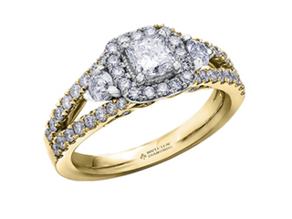 Anillo de diamantes con halo de princesa de 1,60 quilates en oro blanco de 18 quilates y aleación de paladio (hipoalergénico)