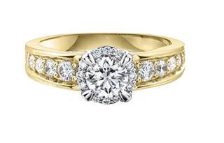 Anillo de diamantes con halo y canal engastados en oro blanco de 18 quilates y aleación de paladio (hipoalergénico)