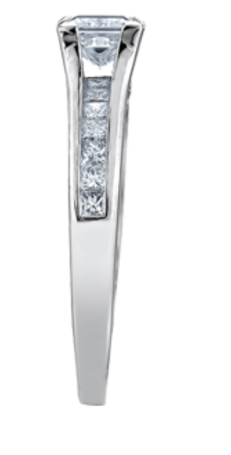 Anillo de diamantes con engarce de canal princesa de 1,02 quilates en oro blanco de 18 quilates y aleación de paladio (hipoalergénico)