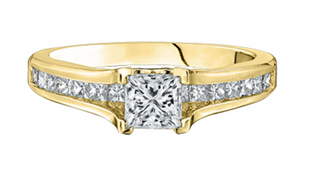 Anillo de diamantes con engarce de canal princesa de 1,02 quilates en oro blanco de 18 quilates y aleación de paladio (hipoalergénico)