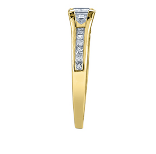 Anillo de diamantes con engarce de canal princesa de 1,02 quilates en oro blanco de 18 quilates y aleación de paladio (hipoalergénico)