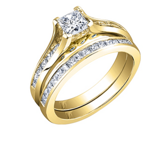 Anillo de diamantes con engarce de canal princesa de 1,21 quilates en oro blanco de 18 quilates y aleación de paladio (hipoalergénico)