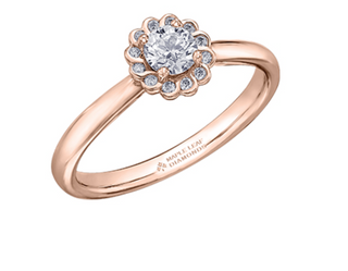Anillo de diamantes redondos brillantes de 0,30 a 0,90 quilates en oro rosa de 18 quilates y aleación de paladio (hipoalergénico)