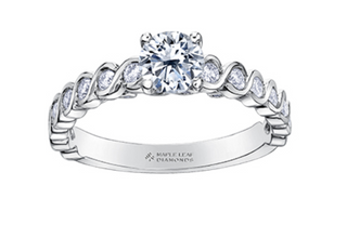 Anillo de oro blanco de 18 quilates/aleación de paladio (hipoalergénico) con diamantes redondos brillantes de 1,01 quilates