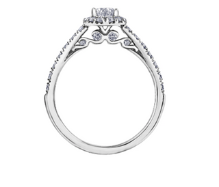 Anillo de diamantes con halo de forma ovalada de 1,00 quilates en oro blanco de 18 quilates y aleación de paladio (hipoalergénico)