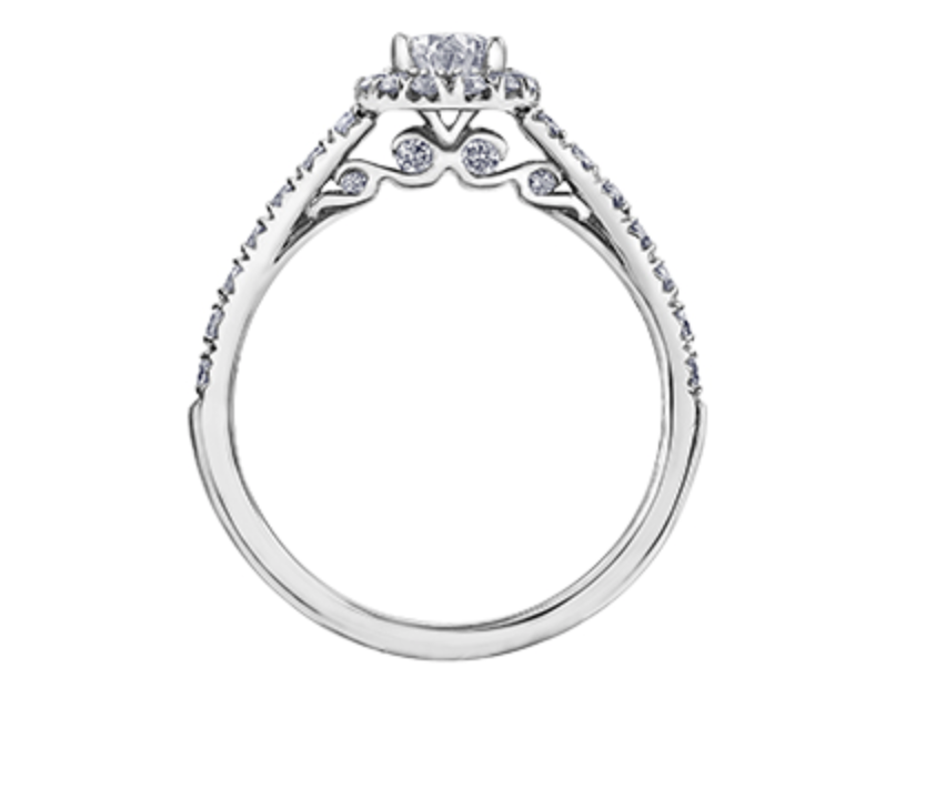 18K White Gold/Palladium Alloy (hypoallergenic) 1.00cttw Oval Shape Halo Diamond Ring