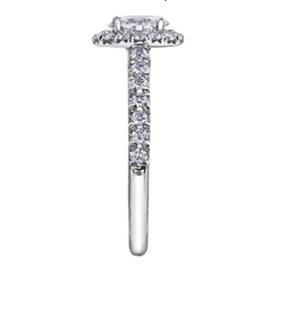 Anillo de diamantes con halo de forma ovalada de 1,00 quilates en oro blanco de 18 quilates y aleación de paladio (hipoalergénico)