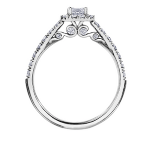 Anillo de diamantes con halo de talla esmeralda de 1,00 quilates (hipoalergénico) en oro blanco de 18 quilates y aleación de paladio