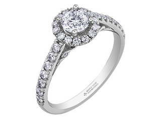 Anillo de oro blanco de 18 quilates/aleación de paladio (hipoalergénico) de 1,00 quilates con halo brillante redondo y diamante