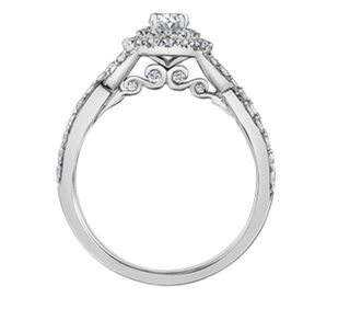 Anillo de diamantes con doble halo ovalado de 1,00 quilates en oro blanco de 18 quilates y aleación de paladio (hipoalergénico)