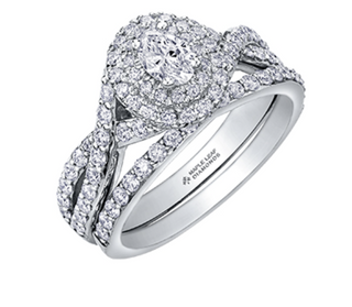 Anillo de diamantes con doble halo ovalado de 1,00 quilates en oro blanco de 18 quilates y aleación de paladio (hipoalergénico)