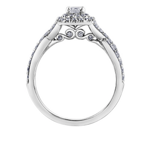 Anillo de diamantes con doble halo de talla esmeralda de 1,00 quilates (hipoalergénico) en oro blanco de 18 quilates y aleación de paladio