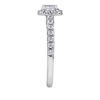 Anillo de diamantes con halo en forma de cojín de 1,00 quilates (hipoalergénico) en oro blanco de 18 quilates y aleación de paladio