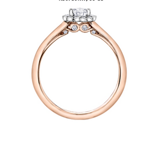 Anillo con halo de diamantes en forma de pera de 0,62 quilates (hipoalergénico) en oro rosa de 18 quilates y aleación de paladio