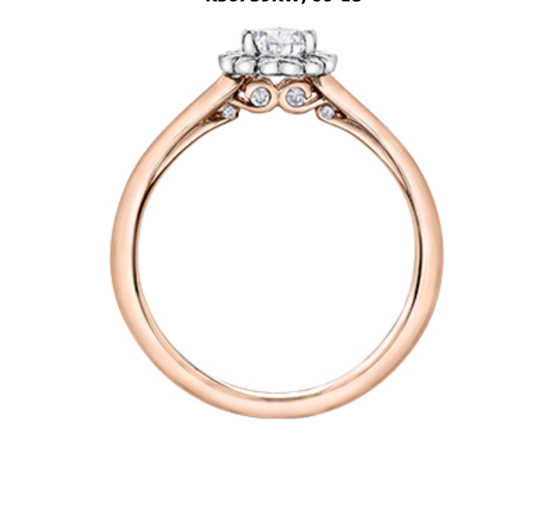 18K Rose Gold/Palladium Alloy (hypoallergenic) 0.62cttw Pear Shape Diamond Halo Ring