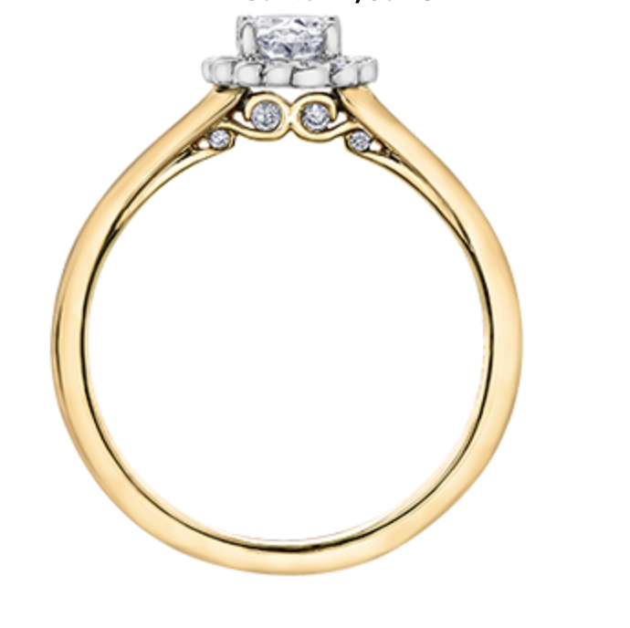 Anillo con halo de diamantes de forma ovalada de 0,51 quilates (hipoalergénico) en oro amarillo de 18 quilates y aleación de paladio