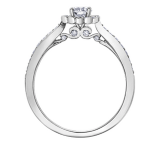 Anillo de oro blanco de 18 quilates/aleación de paladio (hipoalergénico) de 0,60 quilates con halo de diamantes brillantes redondos