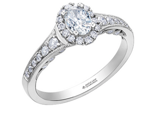 Anillo con halo de diamantes en forma ovalada de oro blanco de 18 quilates y aleación de paladio (hipoalergénico) de 0,90 quilates