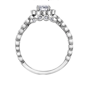 Anillo de oro blanco de 18 quilates/aleación de paladio (hipoalergénico) de 0,83 quilates con halo de diamantes brillantes redondos