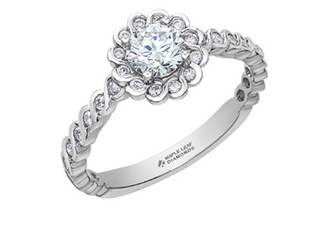 Anillo de oro blanco de 18 quilates/aleación de paladio (hipoalergénico) de 0,83 quilates con halo de diamantes brillantes redondos