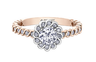 Anillo de oro blanco de 18 quilates/aleación de paladio (hipoalergénico) de 0,83 quilates con halo de diamantes brillantes redondos