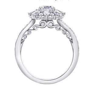 Anillo de oro blanco de 18 quilates/aleación de paladio (hipoalergénico) de 1,50 a 2,31 quilates con halo de diamantes de talla cojín